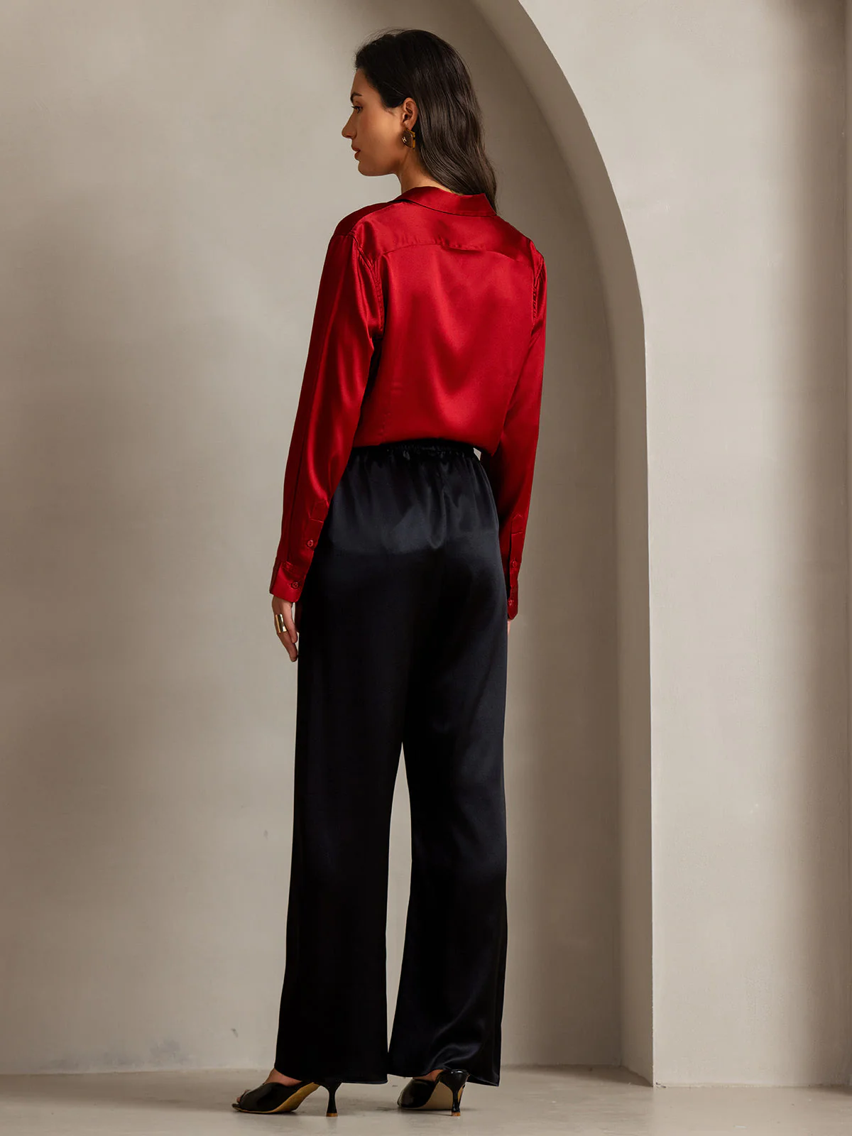 Chemise à Revers Militaire Basique En Soie - Image 55