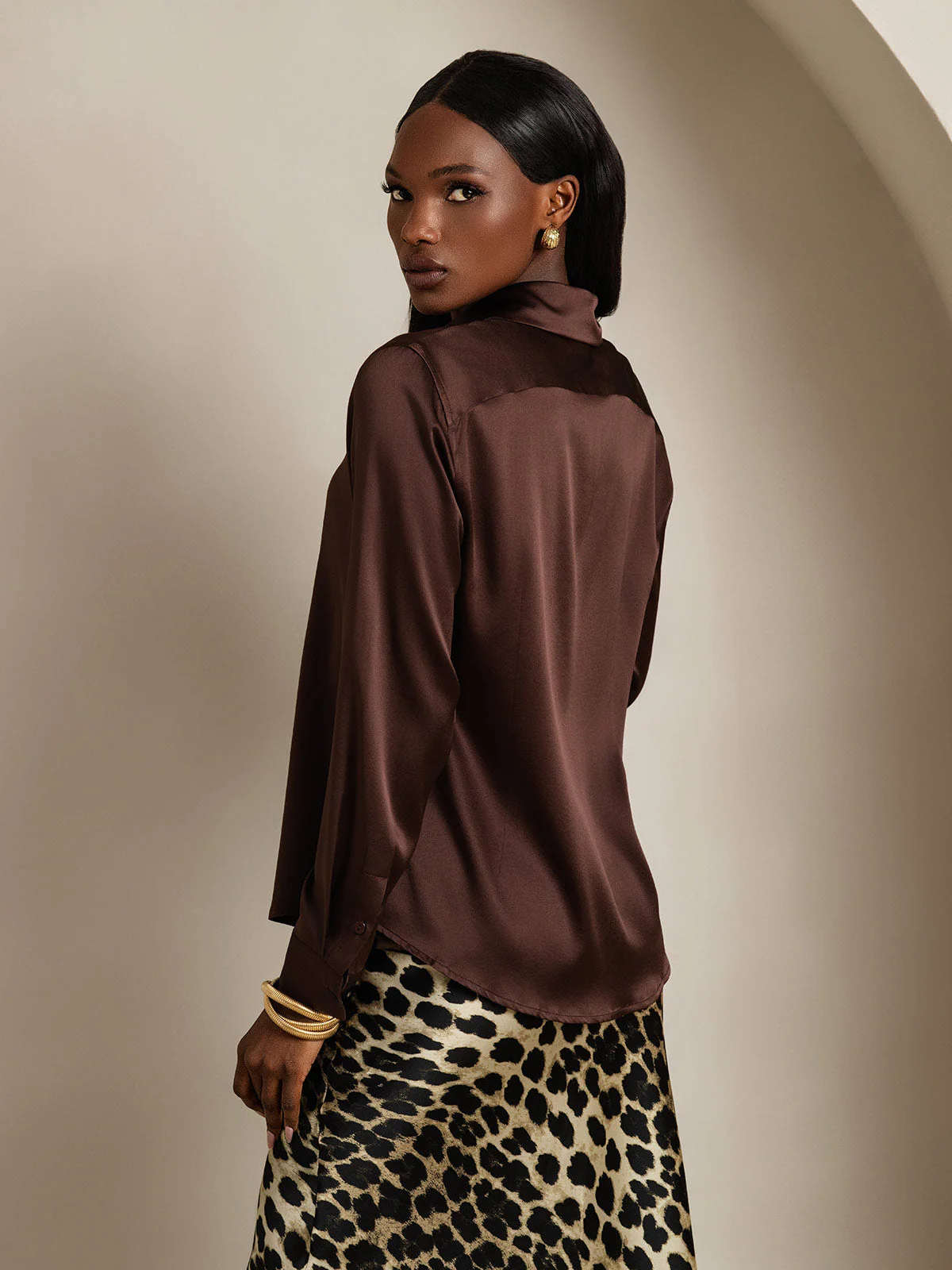 19Momme Soie Basique Col Militaire Chemise - Image 35