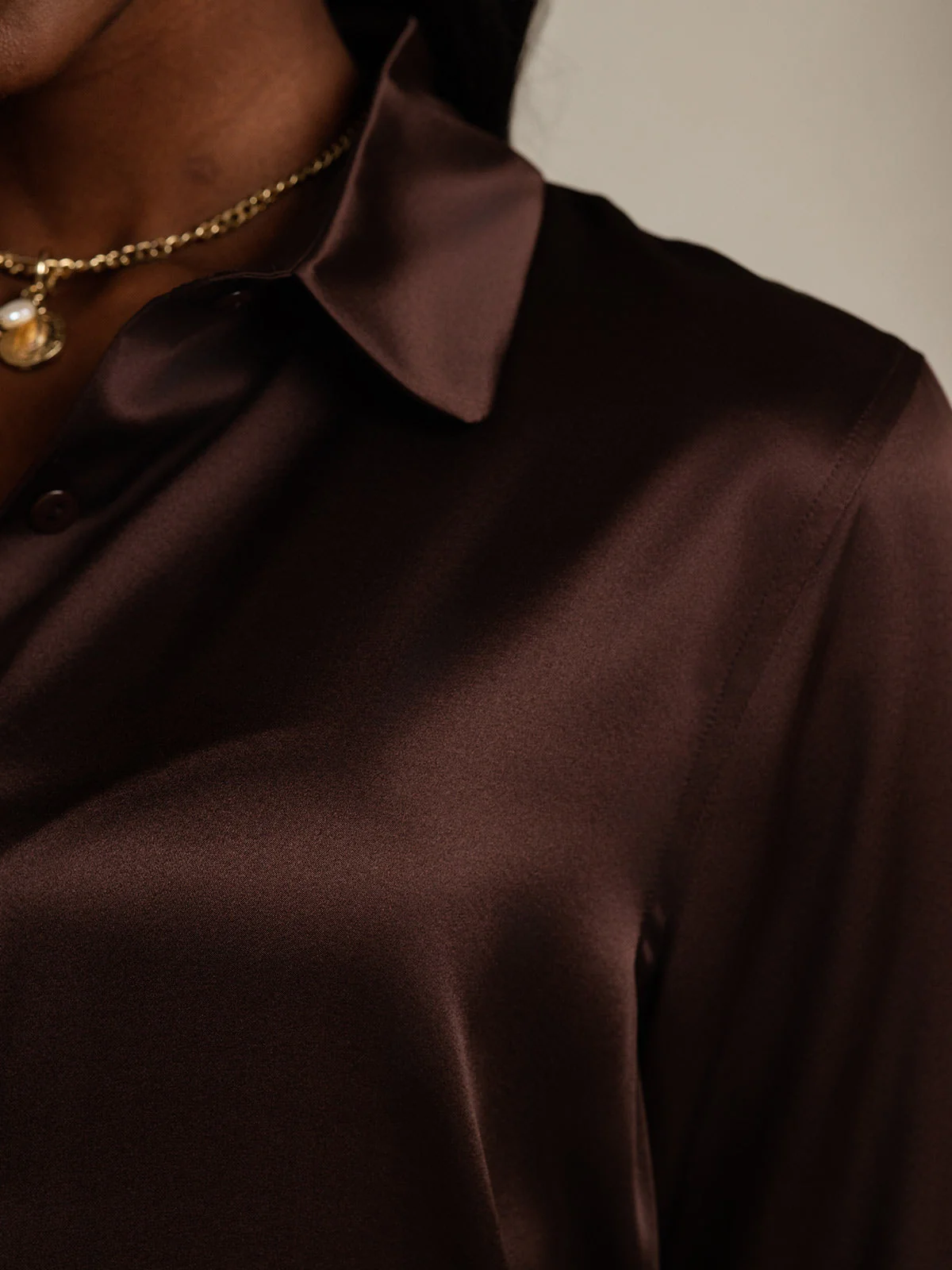 19Momme Soie Basique Col Militaire Chemise - Image 36