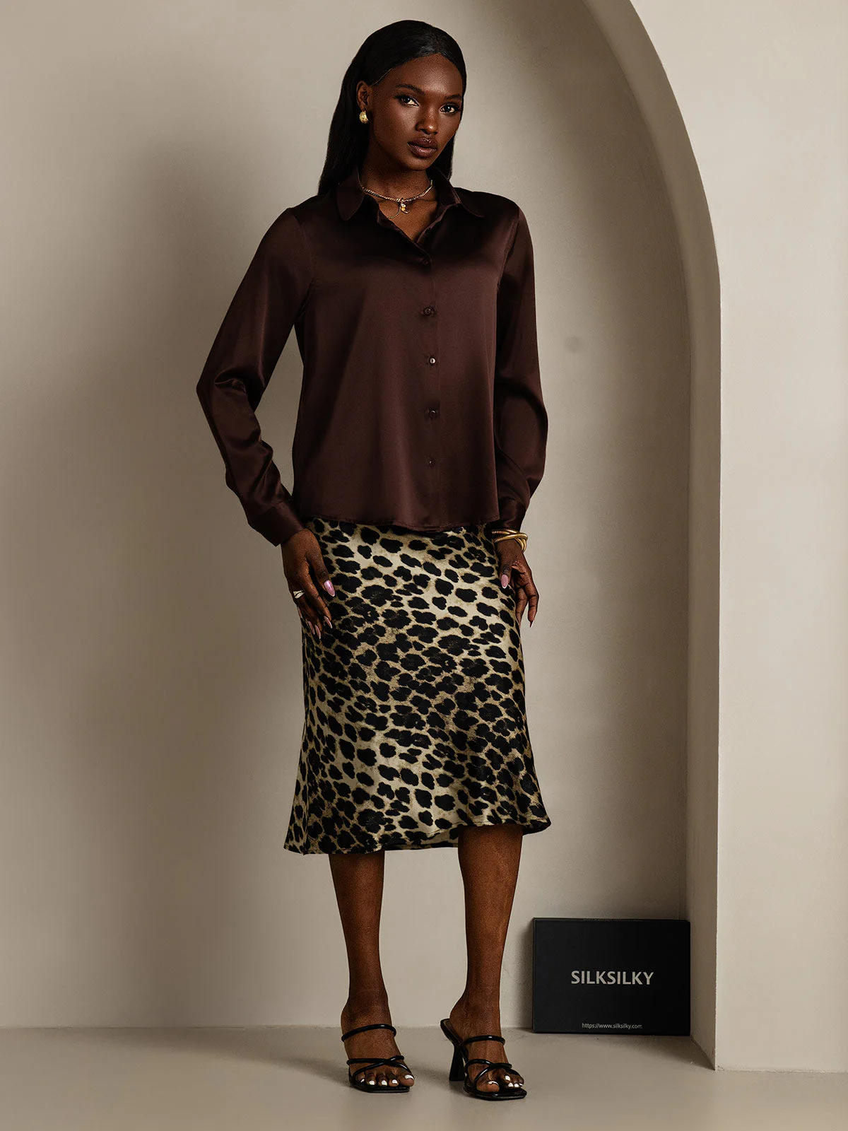 19Momme Soie Basique Col Militaire Chemise - Image 39