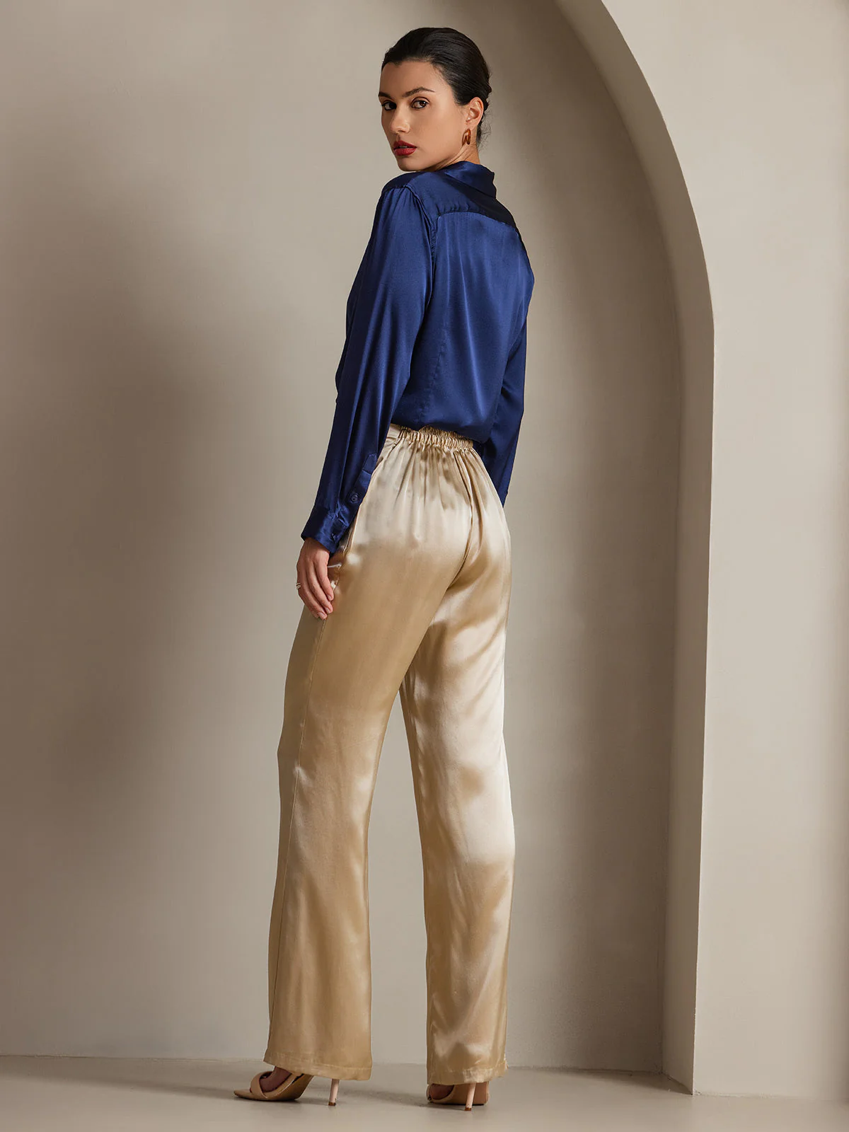 19Momme Soie Basique Col Militaire Chemise - Image 43