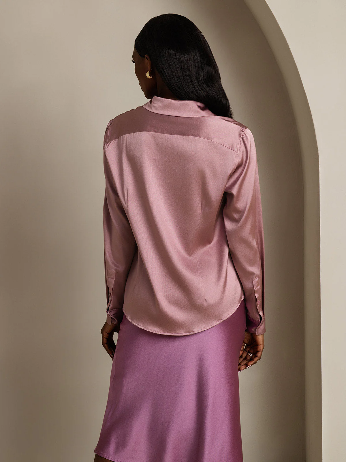 19Momme Soie Basique Col Militaire Chemise - Image 80