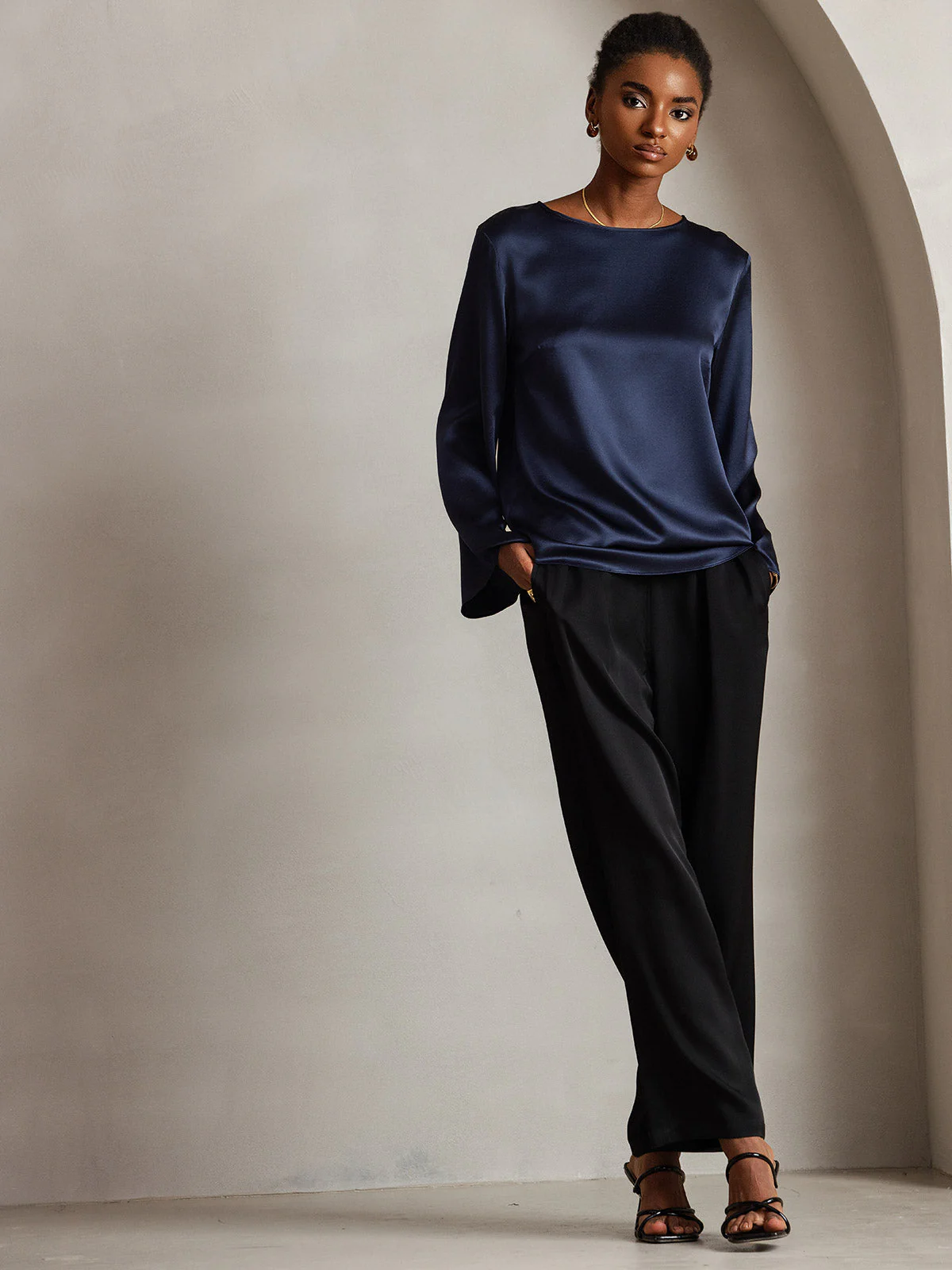 19Momme Soie Relax Longues Manches Blouse - Image 14