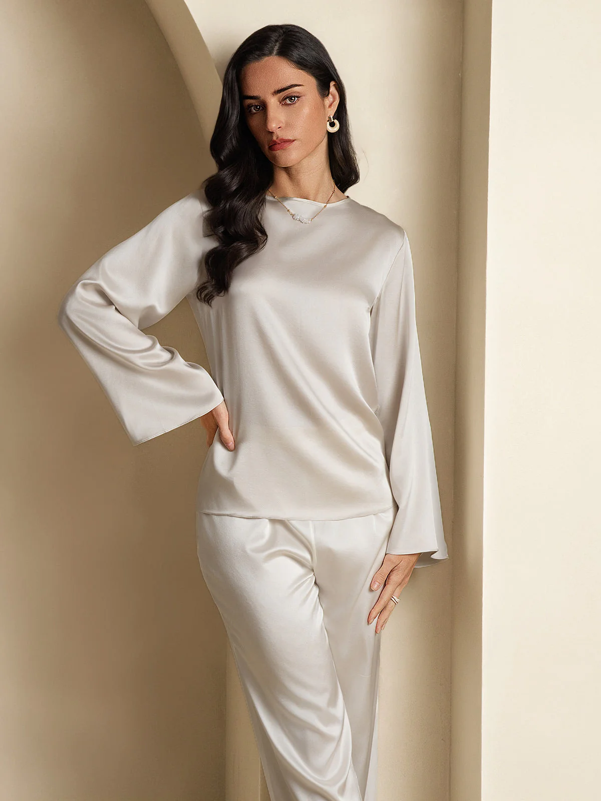 19Momme Soie Relax Longues Manches Blouse - Image 44