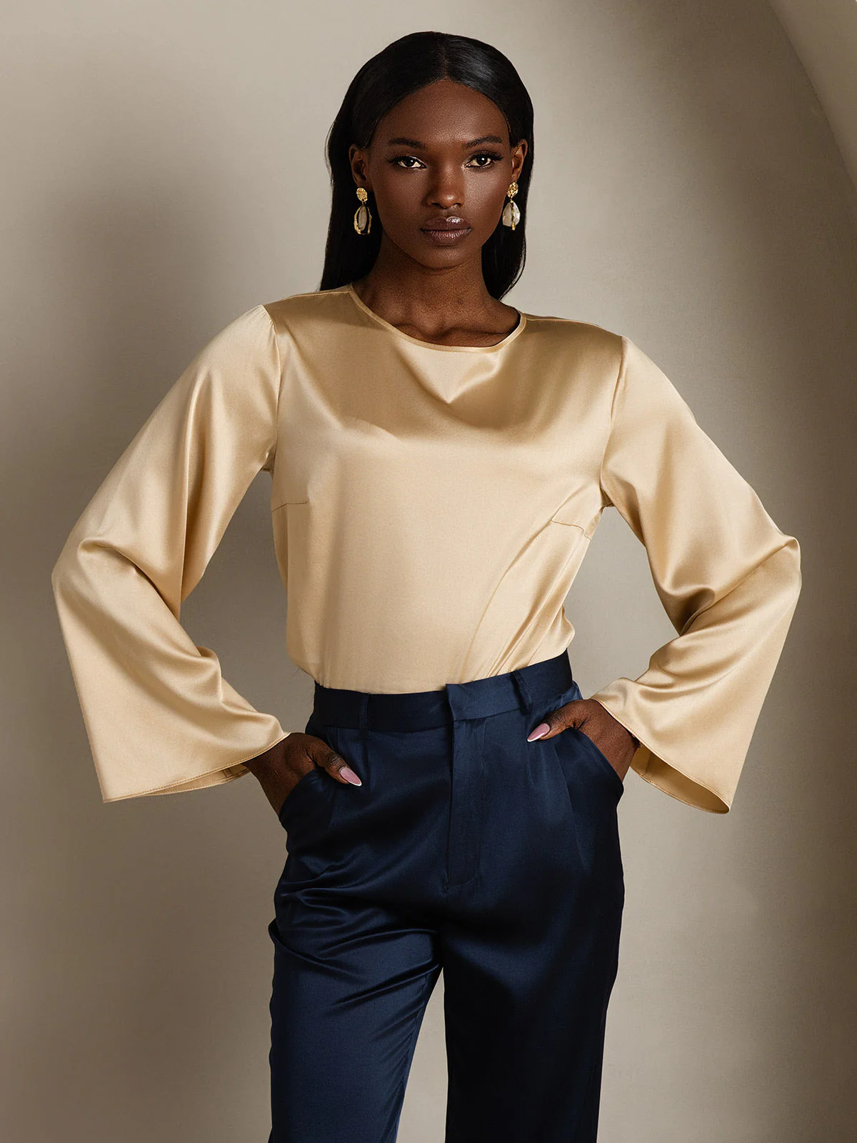 19Momme Soie Relax Longues Manches Blouse - Image 50