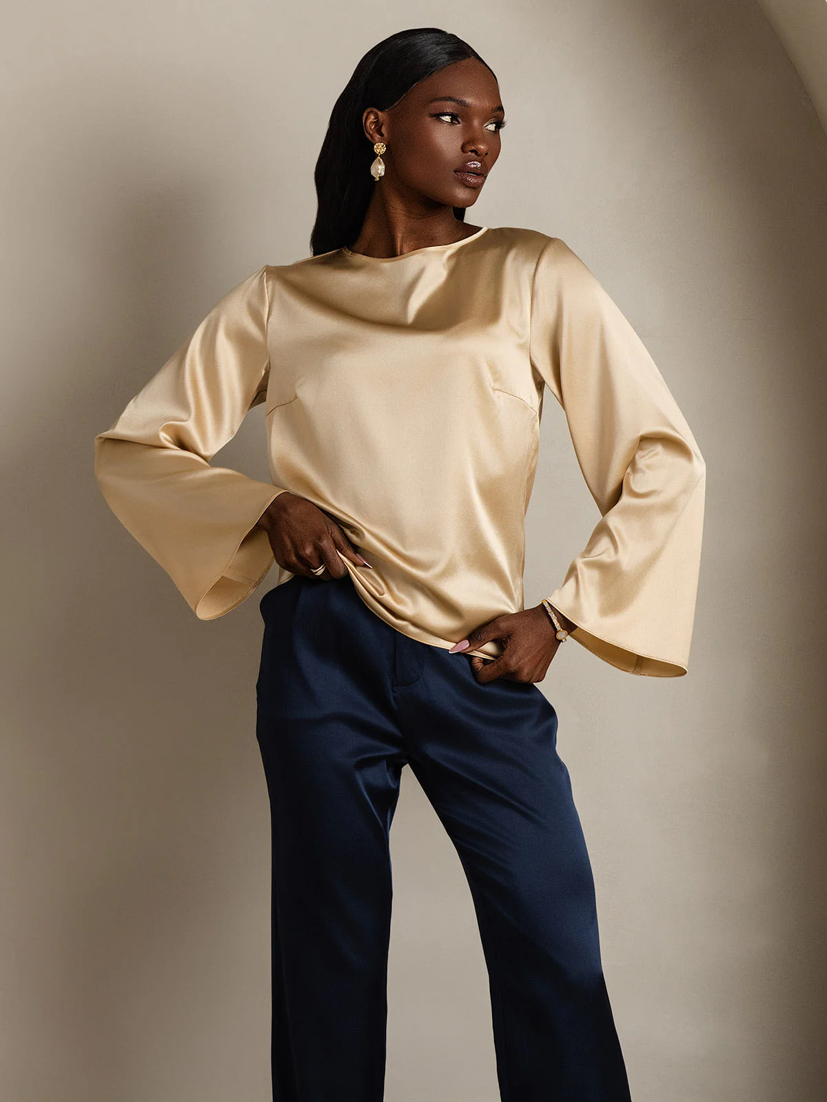 19Momme Soie Relax Longues Manches Blouse - Image 51