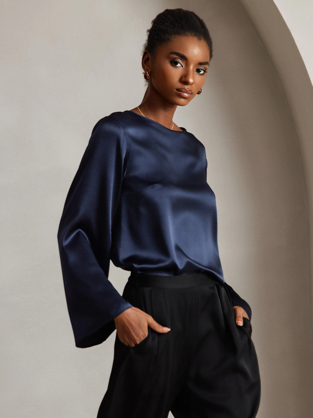 19Momme Soie Relax Longues Manches Blouse - Image 9