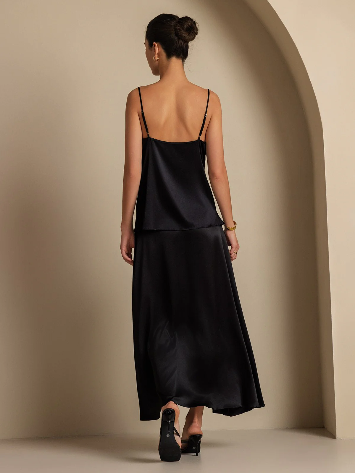 Jupe Longue Évasée En Soie 19Momme Avec Doublure - Image 16