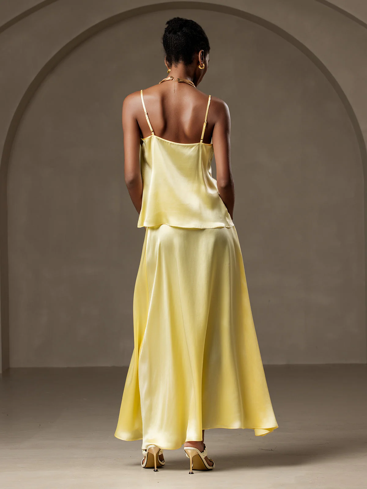 Jupe Longue Évasée En Soie 19Momme Avec Doublure - Image 24