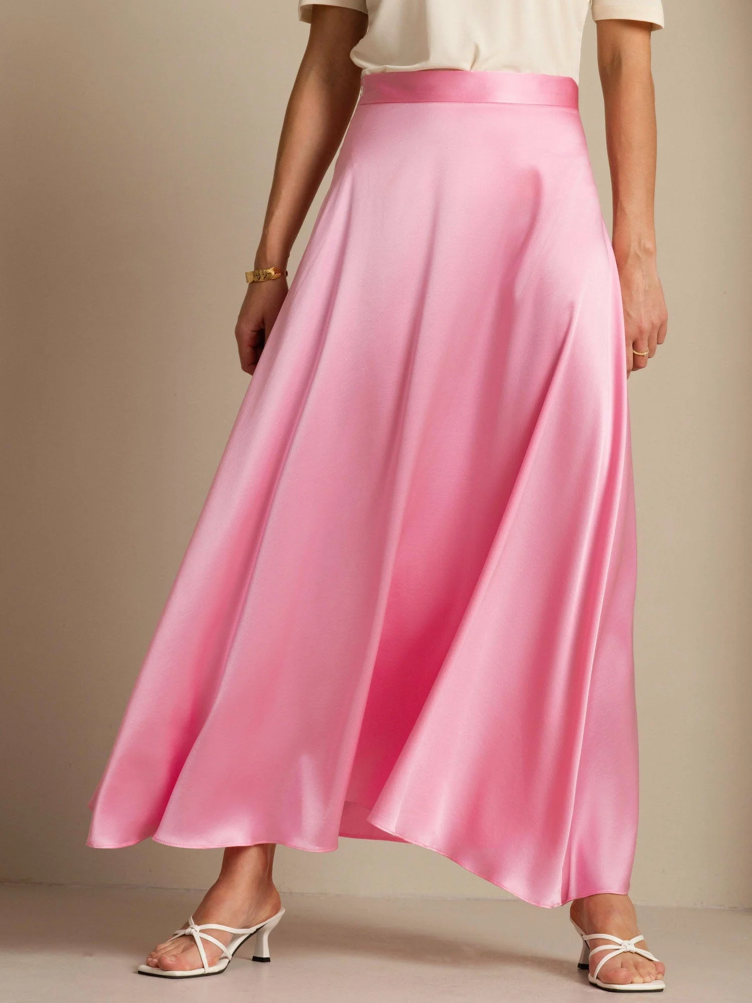 Jupe Longue Évasée En Soie 19Momme Avec Doublure - Image 30