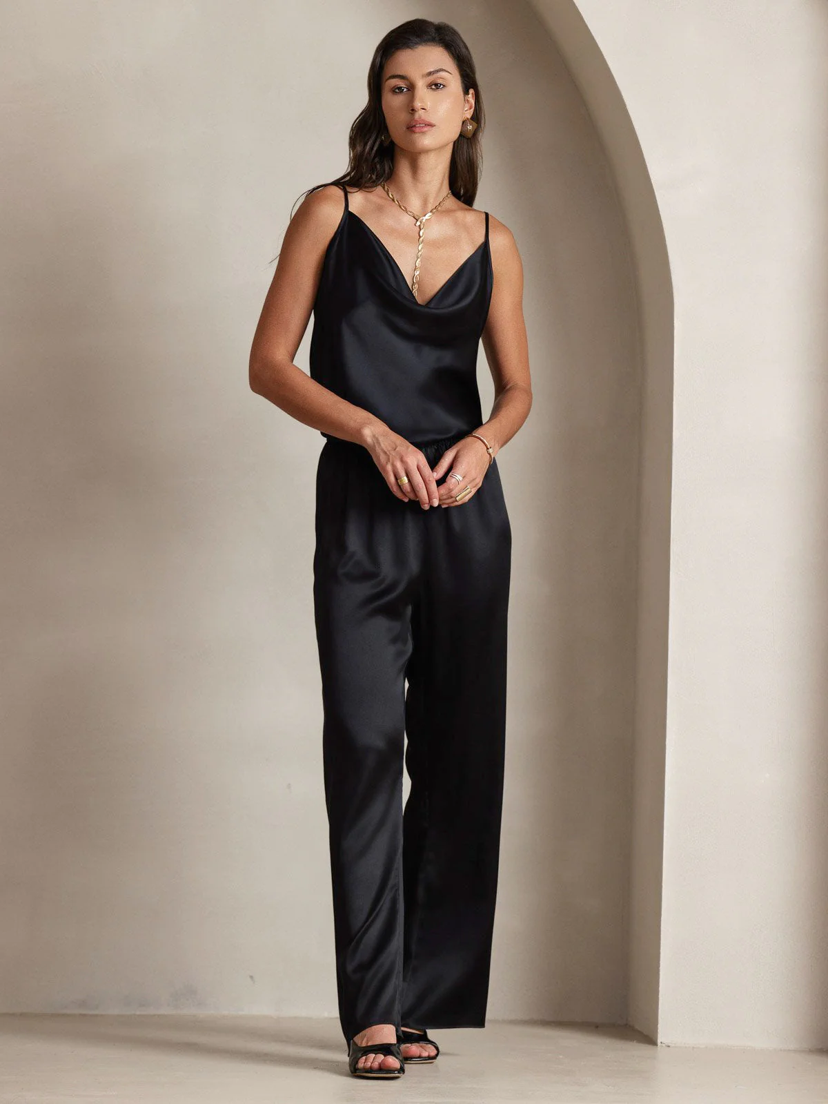 19Momme Soie Col Bénitier Bretelles Spaghetti Camisole Haut Débardeur - Image 16