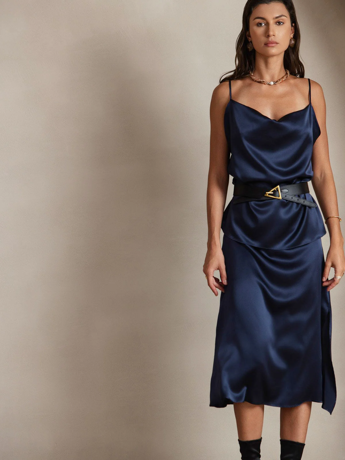 19Momme Soie Col Bénitier Bretelles Spaghetti Camisole Haut Débardeur - Image 19