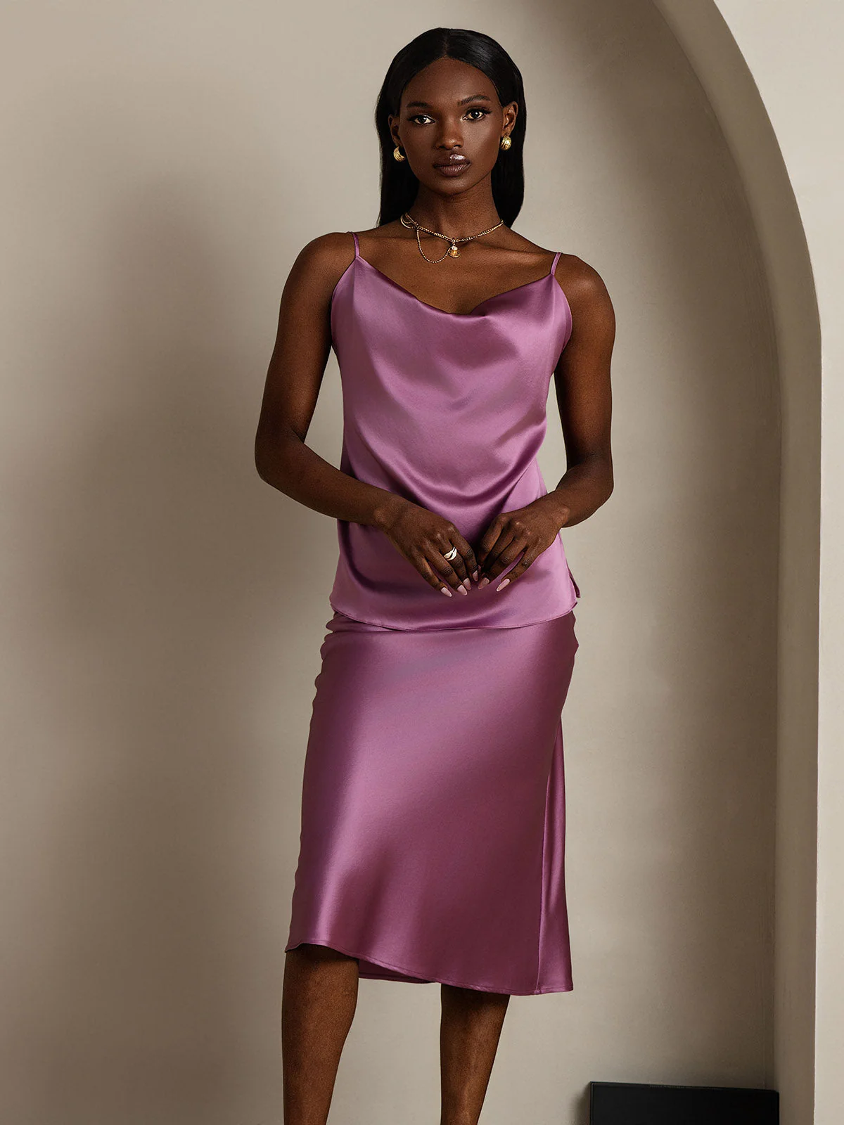 19Momme Soie Col Bénitier Bretelles Spaghetti Camisole Haut Débardeur - Image 51