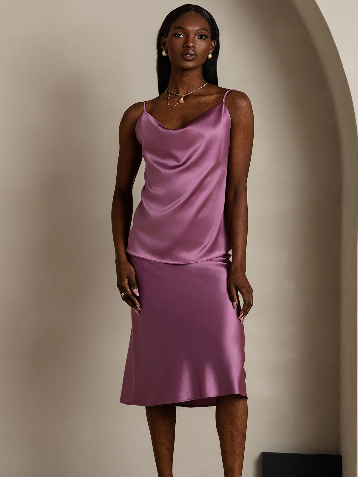 19Momme Soie Col Bénitier Bretelles Spaghetti Camisole Haut Débardeur - Image 52