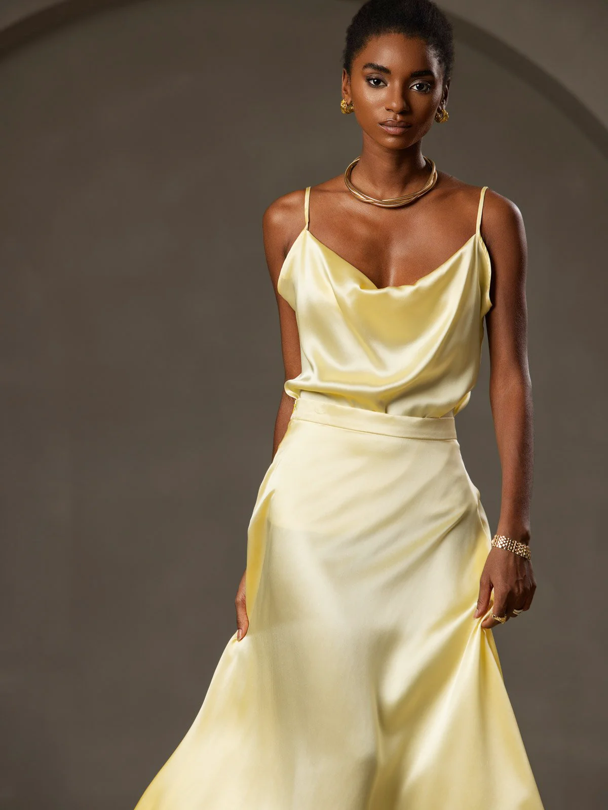 19Momme Soie Col Bénitier Bretelles Spaghetti Camisole Haut Débardeur - Image 64