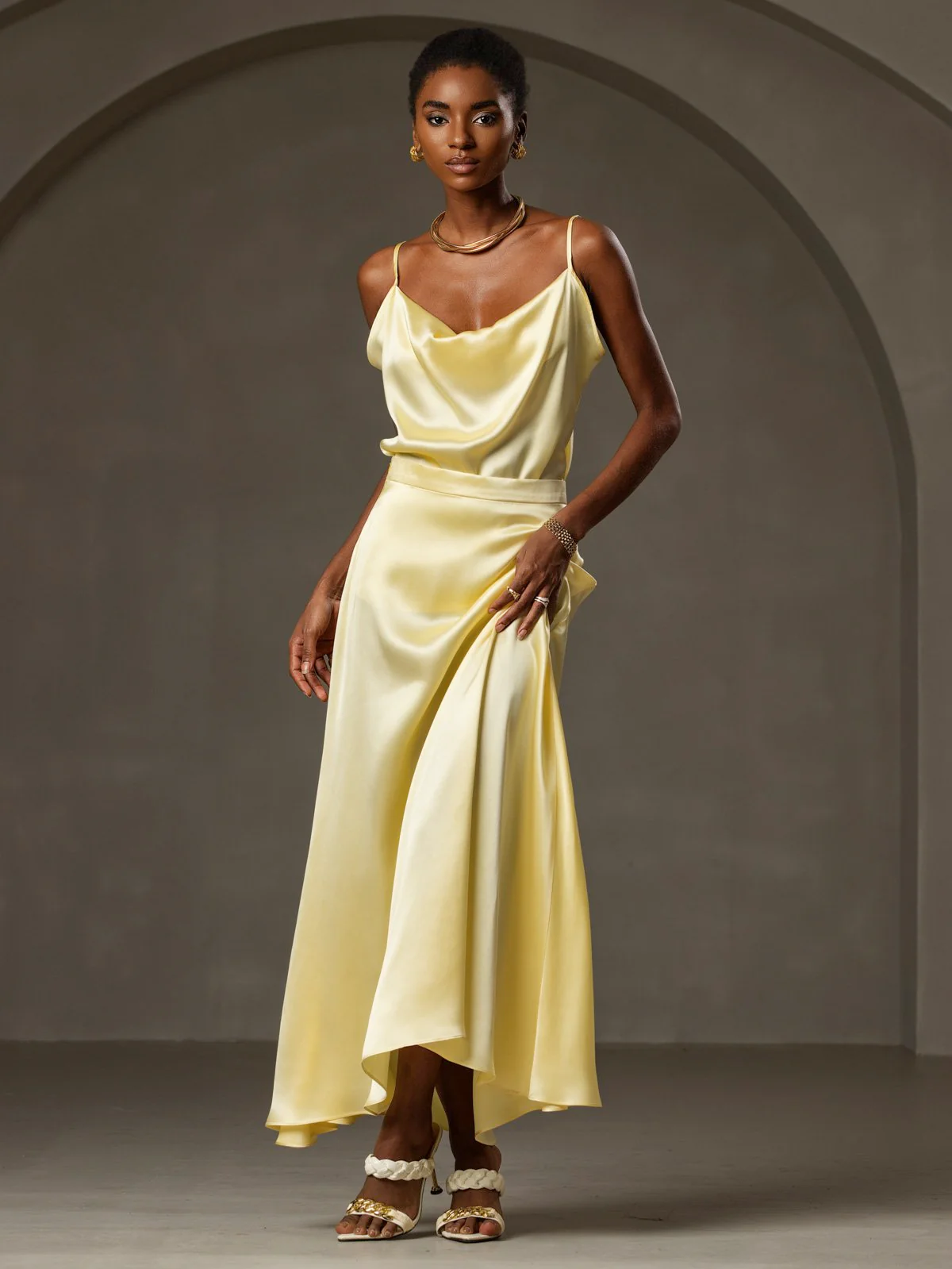 19Momme Soie Col Bénitier Bretelles Spaghetti Camisole Haut Débardeur - Image 66