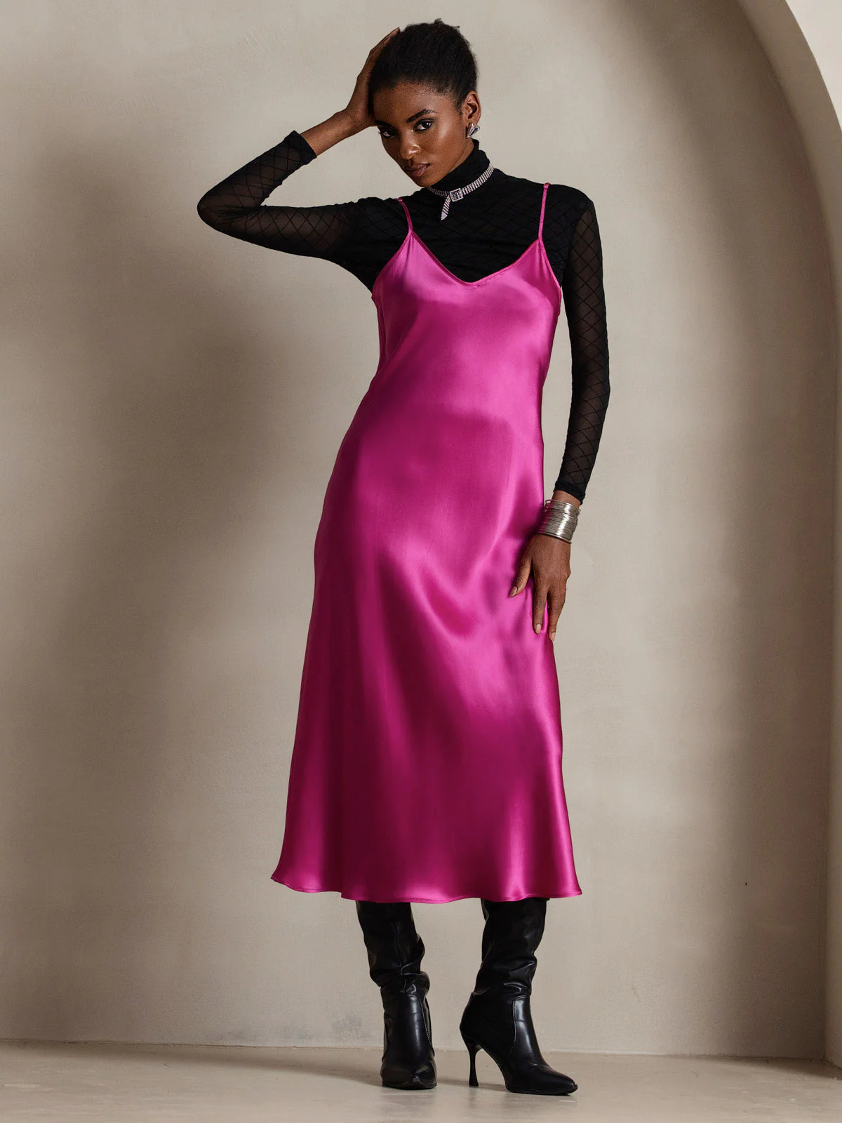 Robe Longue en Soie avec Bretelles Spaghetti - Image 81