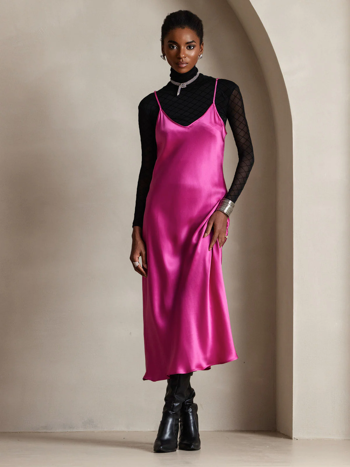 Robe Longue en Soie avec Bretelles Spaghetti - Image 84